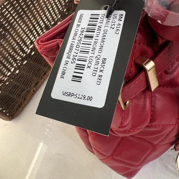 Badgley Mischka Red Quilted Satchel - Picture 4 of 13